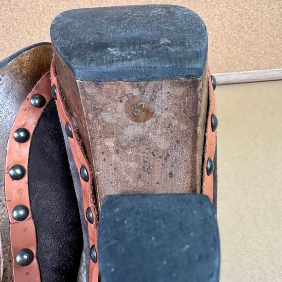 Miu Miu Winter Suede Fur Brown Cottage Studded Clog Heels EU Size 37 / US 7 - Picture 5 of 7